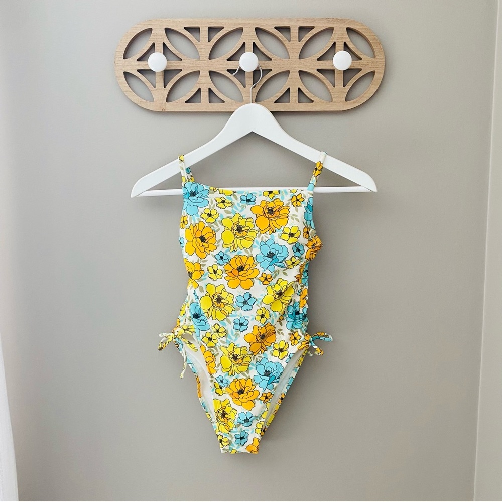 Xhilaration Floral Print Side-Cinch One Piece Swimsuit Sz XS